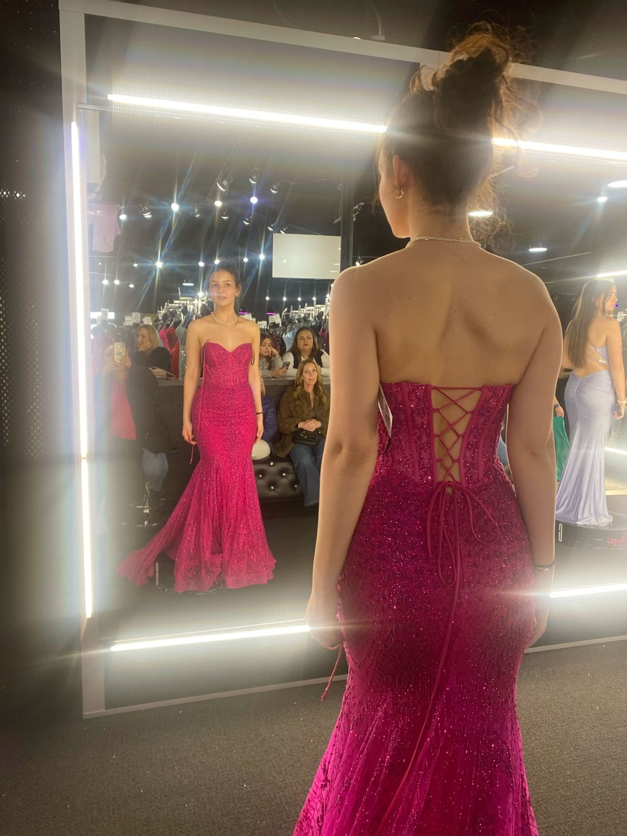 Elegant Hot Pink Mermaid Long Evening Prom Gown Formal Dress