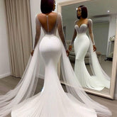 Elegant White Mermaid Long Wedding Dresses For Princess Brides
