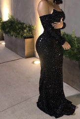 Elegant Black Sequin Prom Dress for Graduation Party Nights Only