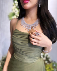 Green A Line Long Prom Dress Formal Party Gown For Women