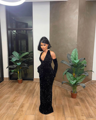 Elegant Black Mermaid Long Prom Dress Fashion Evening Gown