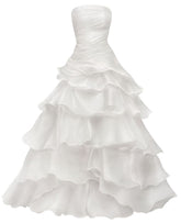 Strapless A Line Ruffle Long Prom Wedding Dress With Layers