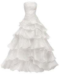 Strapless A Line Ruffle Long Prom Wedding Dress With Layers