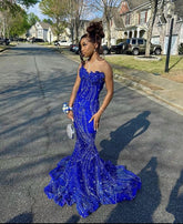 Royal Blue Mermaid Sweetheart Sequin Prom Dress