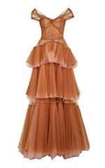 Elegant Coffee Color Sweetheart Neck Long Prom Evening Dress