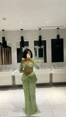 Green Long Prom Dresses Mermaid Evening Dress