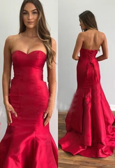 Elegant Mermaid Prom Dresses Sweetheart Tiered Floor Length Formal Gowns