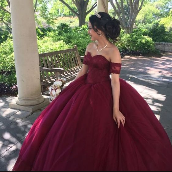 Girls A-Line Tulle Ball Gown Prom Dress with Lace-Up Back