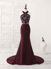 Elegant Burgundy Lace Mermaid Prom Dress: Perfect Bridesmaid Gown for Special Occasions