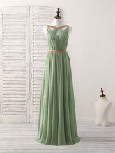 Elegant Chiffon Emerald Green Bridesmaid Prom Dress with Simple Long Design