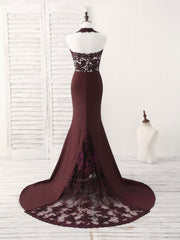 Elegant Burgundy Lace Mermaid Prom Dress: Perfect Bridesmaid Gown for Special Occasions