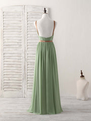 Elegant Chiffon Emerald Green Bridesmaid Prom Dress with Simple Long Design