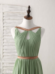 Elegant Chiffon Emerald Green Bridesmaid Prom Dress with Simple Long Design