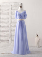 Elegant V-Neck Off-Shoulder Chiffon Long Prom Dress Evening Gown
