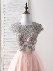 Elegant Tulle Lace Applique Long Prom Dress: Enchanting Evening Gown with Delicate Details