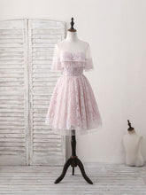 Elegant Pink Round Neck Lace Tulle Short Prom Dress for Homecoming Events