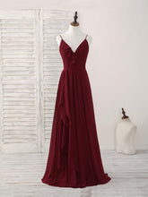 Elegant Burgundy V-Neck Chiffon Gown: Perfect Long Prom or Bridesmaid Dress