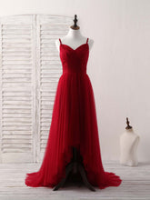 Elegant Burgundy Sweetheart Tulle High-Low Prom Dress for Bridesmaids and Evening