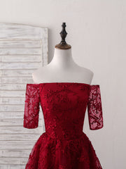 Elegant Burgundy Lace Short Prom Dress: Perfect Homecoming and Party Attire