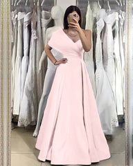 Elegant Royal Blue One Shoulder Sweetheart Off-The-Shoulder Evening Dress