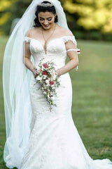Elegant A-Line V-Neck Lace Tulle Long Wedding Dress Bridal Gown