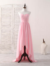 Elegant Pink Sweetheart Chiffon High-Low Prom Bridesmaid Dress for Special Occasions