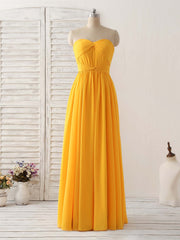 Elegant Chiffon Yellow Long Prom Dress, Simple Bridesmaid Gown for Special Occasions