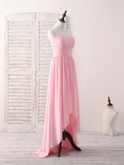 Elegant Pink Sweetheart Chiffon High-Low Prom Bridesmaid Dress for Special Occasions