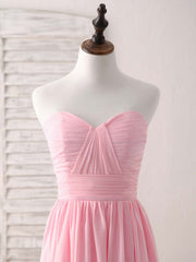 Elegant Pink Sweetheart Chiffon High-Low Prom Bridesmaid Dress for Special Occasions
