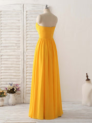 Elegant Chiffon Yellow Long Prom Dress, Simple Bridesmaid Gown for Special Occasions