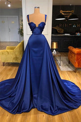 Elegant Royal Blue Mermaid Prom Dress with Detachable Train for Formal Evenings