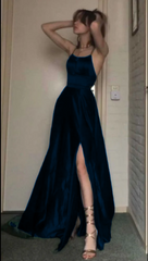 Dark Green A-Line Long Evening Prom Dress