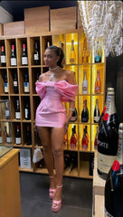 Pink Short Satin Homecoming Prom Dress for Women