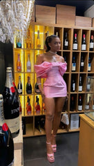 Pink Short Satin Homecoming Prom Dress for Women