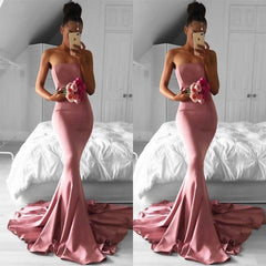 Elegant Pink Strapless Mermaid Prom Dress - Customizable Fit & Length