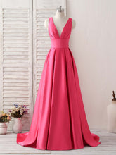 Elegant V-Neck Long Prom Dress: Backless Evening Gown for Bridesmaids