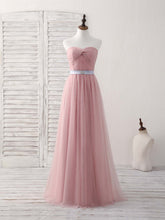 Elegant Pink Sweetheart Neck Tulle Long Prom & Bridesmaid Dress Formal Gown