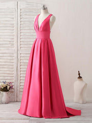 Elegant V-Neck Long Prom Dress: Backless Evening Gown for Bridesmaids