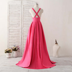 Elegant V-Neck Long Prom Dress: Backless Evening Gown for Bridesmaids