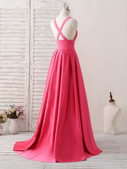Elegant V-Neck Long Prom Dress: Backless Evening Gown for Bridesmaids