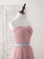 Elegant Pink Sweetheart Neck Tulle Long Prom & Bridesmaid Dress Formal Gown