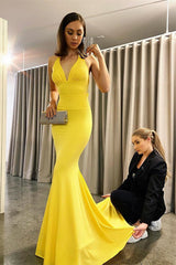 Elegant Yellow Backless Mermaid Evening Dress: Perfect for Prom & Formal Occasions