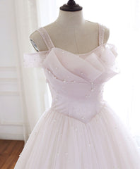 Light Pink Tulle Long Prom Dress Formal Evening Gown