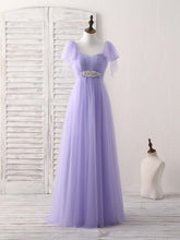 Elegant Purple Sweetheart Neck Tulle Long Prom Dress for Bridesmaids