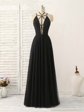 Elegant Black Tulle Backless Long Prom Dress for Women, Perfect Evening Gown