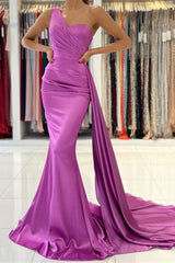 Elegant One-Shoulder Mermaid Prom Dress with Ruffles, Perfect for Special Occasions