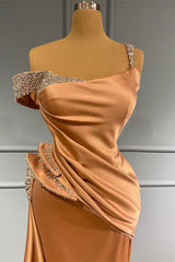 Elegant Off-Shoulder Ruffled Mermaid Evening Gown with Beaded Accents