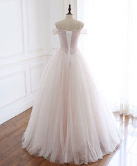 Light Pink Tulle Long Prom Dress Formal Evening Gown
