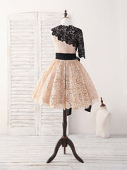 Elegant Champagne Lace Short Prom Dress - Perfect for Homecoming and Special Events