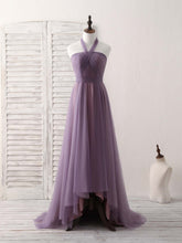 Elegant A-Line Tulle High-Low Prom Dress: Simple Bridesmaid Gown for Special Occasions